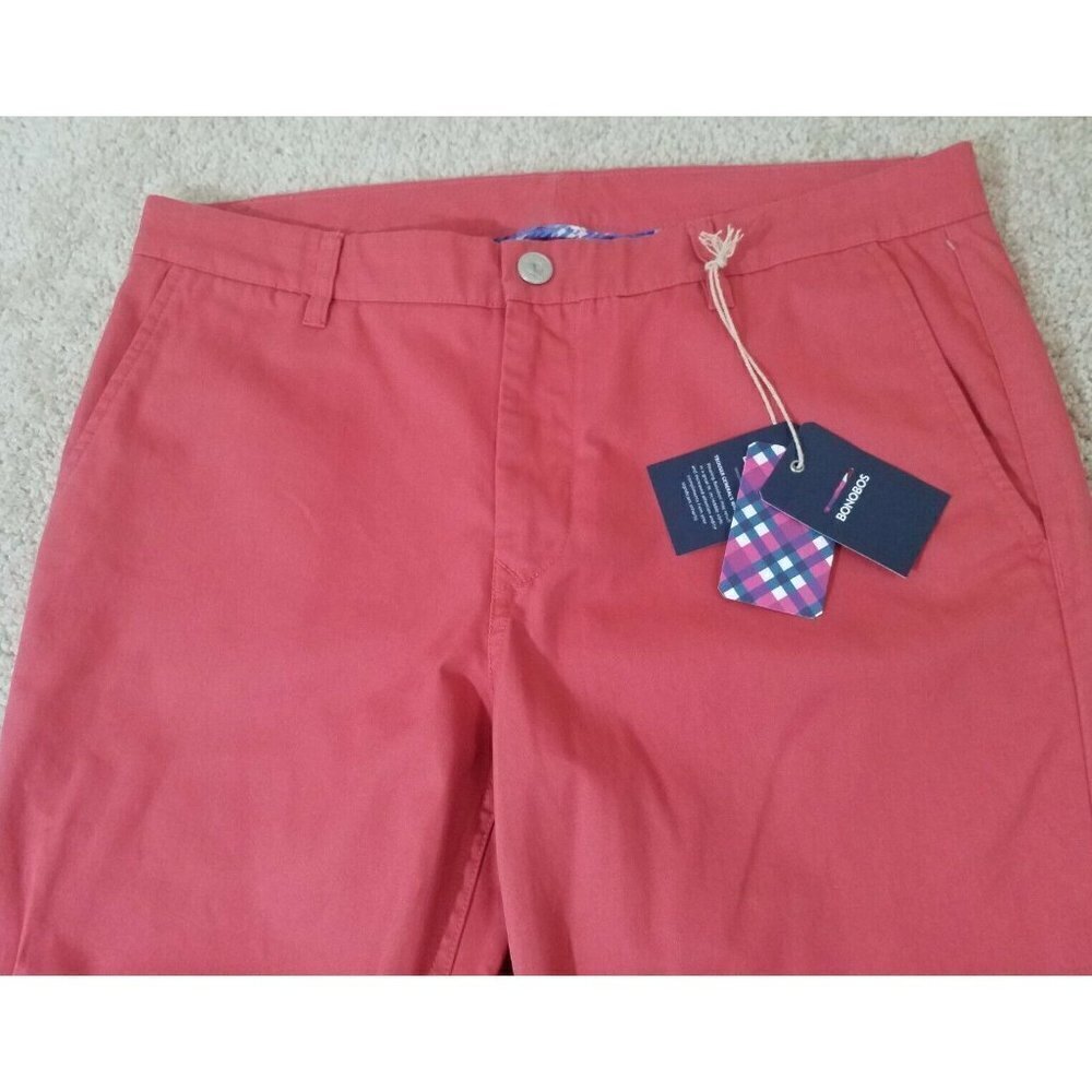 BONOBOS~Men's Size 34×34~Pink Straight Fit Washed Chinos 100 % Cotton NWT - Picture 2 of 10